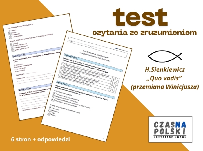 "Quo vadis" (Przemiana Marka Winicjusza) – test czytania ze zrozumieniem.