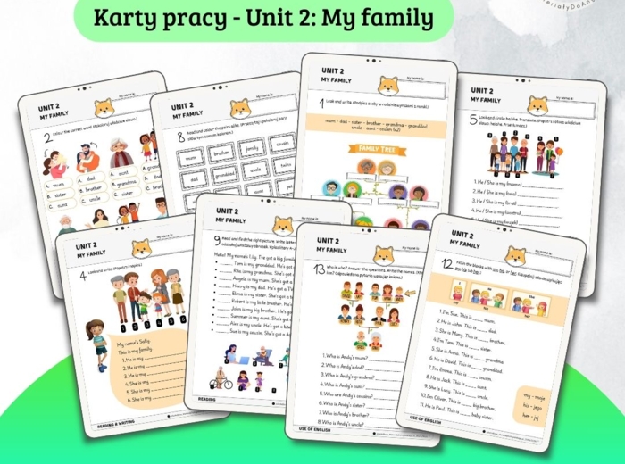 New English Adventure 2 – Unit 2: My family – Karty pracy dla klasy 2