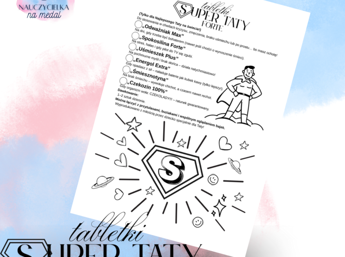 Upominek na Dzień Taty, tabletki super taty, śmieszne tabletki