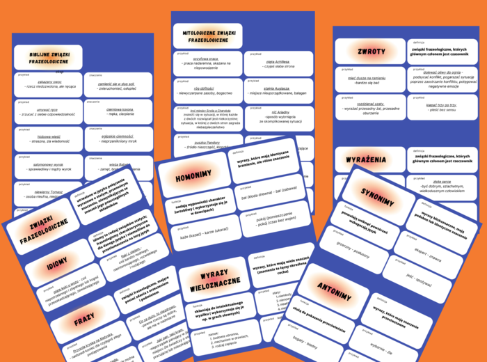SŁOWNICTWO – fiszki – kl. 4-8 – egzamin – powtórzenie