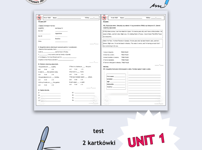 Together 4 Unit 1 - test i kartkówki