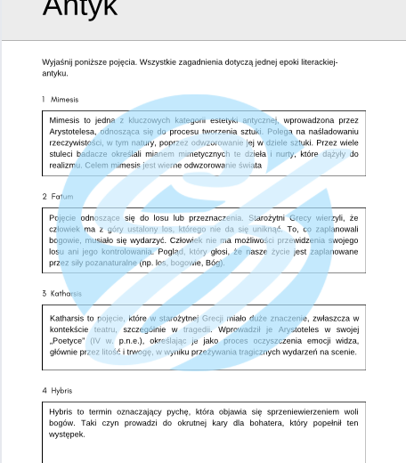 Antyk – Najważniejsze Zagadnienia – Karty Pracy dla Maturzystów