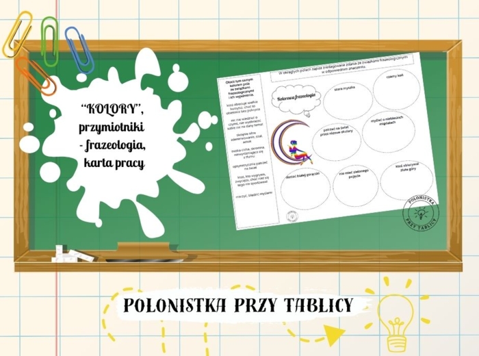 Przymiotnik kolory frazeologia karta pracy frazeologizmy