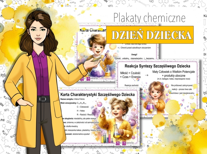 Chemia. Plakat. Szkolna gazetka ścienna. Plakaty do sali chemicznej. Dzień Dziecka.