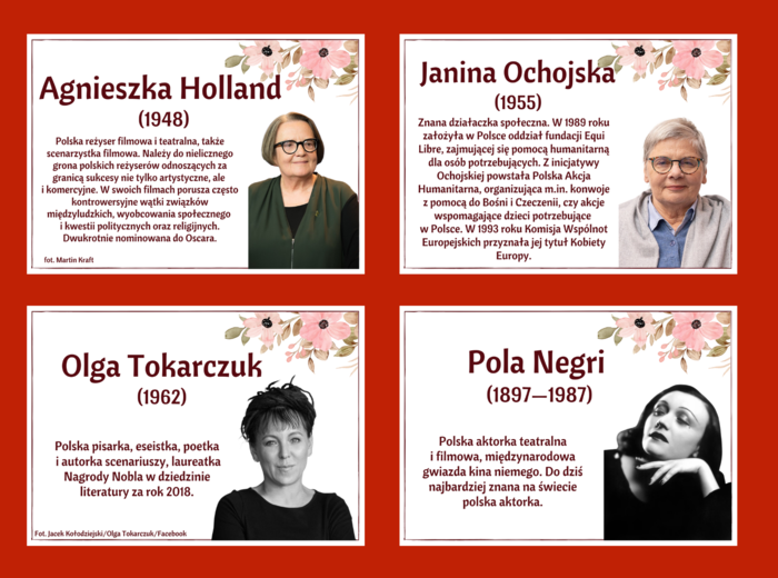 DZIEŃ KOBIET – – gazetka – SŁAWNE POLKI – biblioteka – świetlica – 24 strony – wersja 2