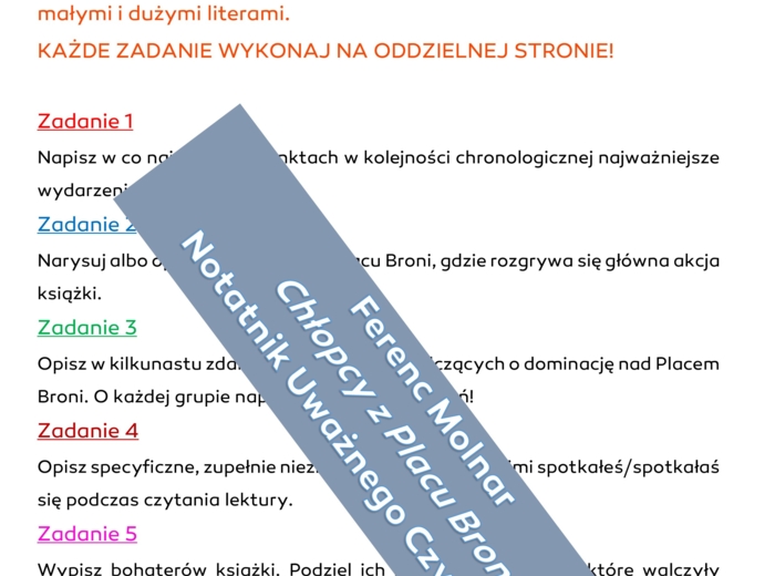 "Chłopcy z Placu Broni" - Notatnik Uważnego Czytelnika