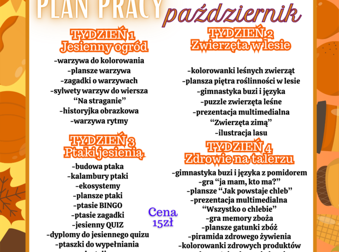 Plan pracy na październik