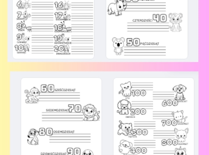 Zapis słowny liczb - wklejka z ćwiczeniami