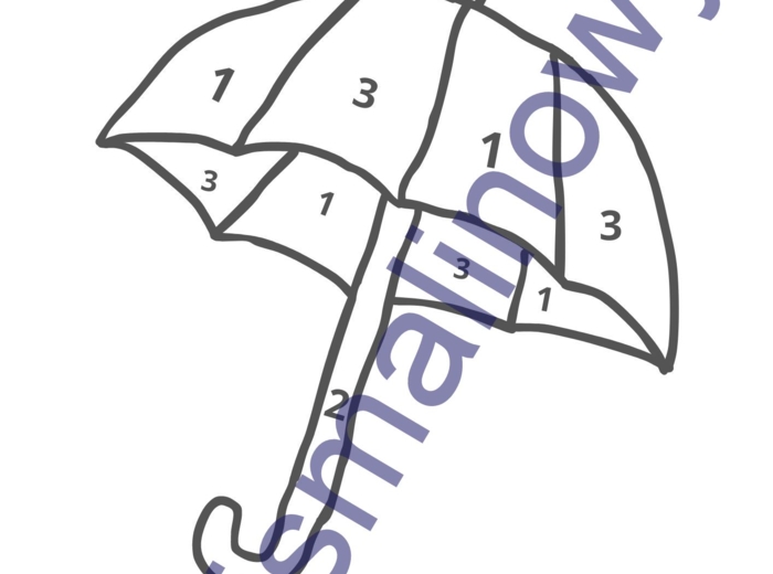 Pokoloruj parasol po numerach