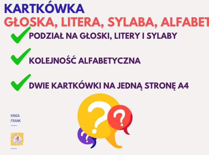 📄 KARTKÓWKA – głoska, litera, sylaba, kolejność alfabetyczna! 🔤