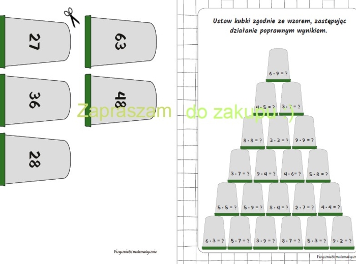 Kubeczkowe wieże - tabliczka mnożenia (73 strony)