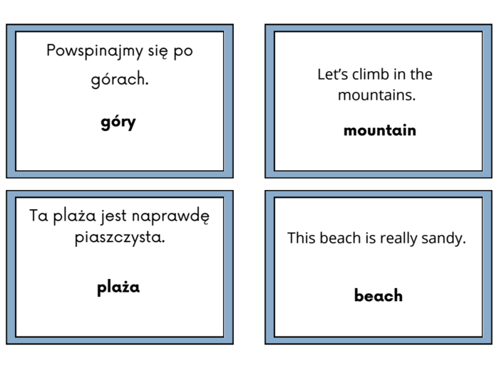 Fiszki - wakacje, język angielski