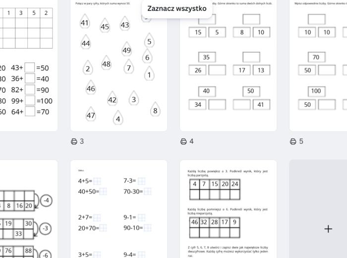 Ćwiczenia utrwalające dodawanie i odejmowanie w zakresie 100