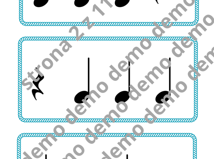 Muzyka. Karty do nauki wartości rytmicznych i ćwiczeń praktycznych. Metrum 4/4.