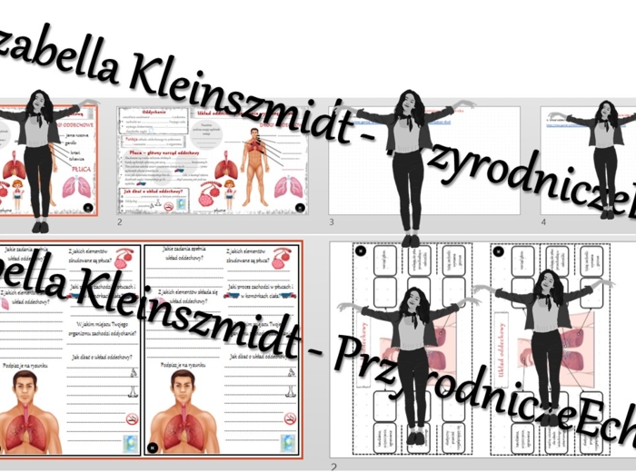 Kompletny zestaw na jedną lekcję „Układ oddechowy zapewnia wymianę gazową” – sketchnotka + karty pracy w power point + gratisowy link do prezentacji multimedialnej niekomercyjnej + gratisowy link do lekcji multimedialnej niekomercyjnej również wykonanej 