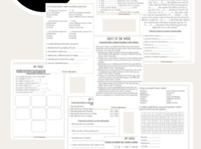 Days of the week reading - Dni tygodnia