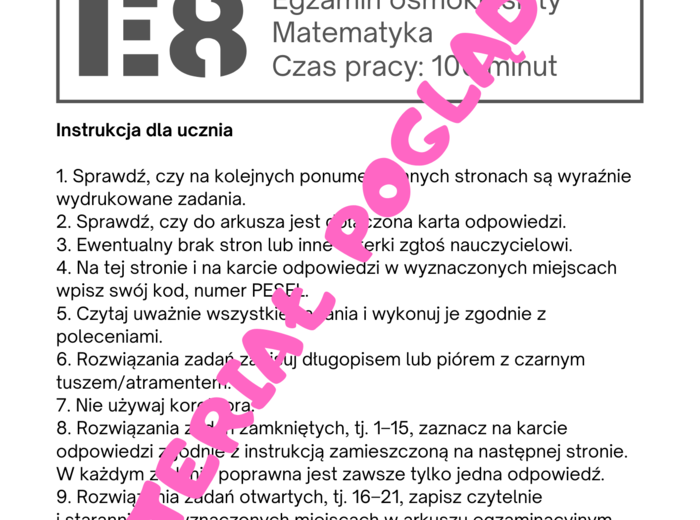 Próbny egzamin ósmoklasisty 2024/2025 matematyka