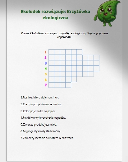 Karty pracy. Krzyżówki. Rebusy. Zagadki ekologiczne.