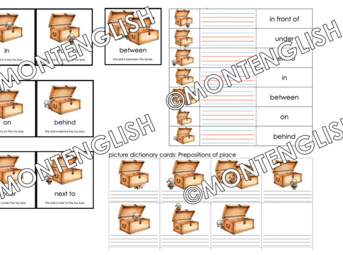 Zestaw kart obrazkowych: PREPOSITIONS OF PLACE