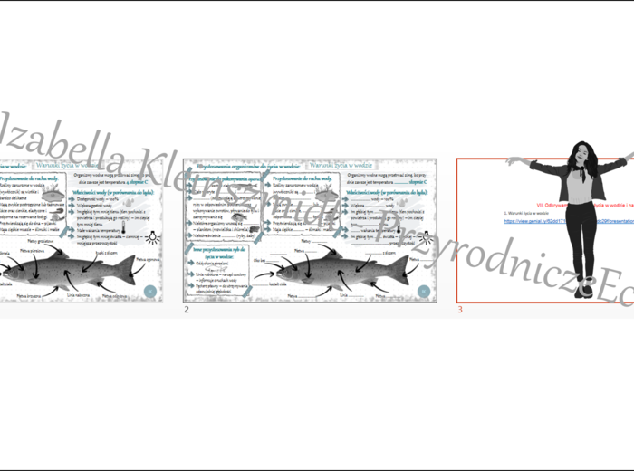 Mini zestaw do tematu „Warunki życia w wodzie” - sketchnotka + karta pracy + gratisowy link do prezentacji multimedialnej niekomercyjnej wykonanej w genial.ly do indywidualnego pobrania i użycia do celów niekomercyjnych. Przyroda klasa 4, dział VIII „Odk