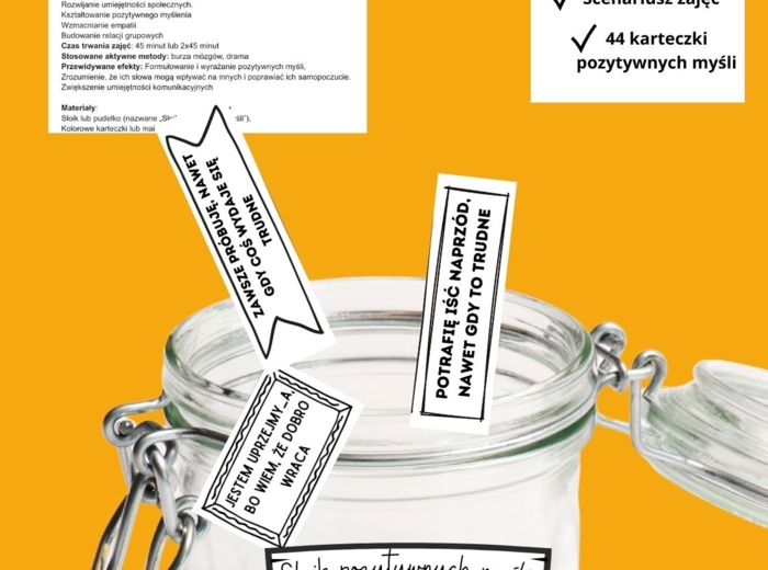 Karteczki, przesłania motywujące - słoik pozytywnych myśli