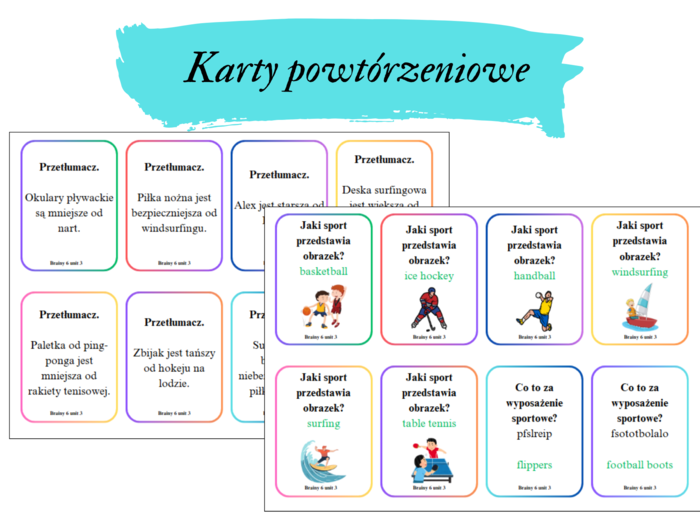 BRAINY 5 UNIT 3 KARTY POWTÓRZENIOWE