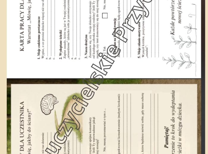 Warsztat dla rodziców / nauczycieli "Mówię, jakby do ściany!"- scenariusz, prezentacja, plakaty, karty pracy, ulotki