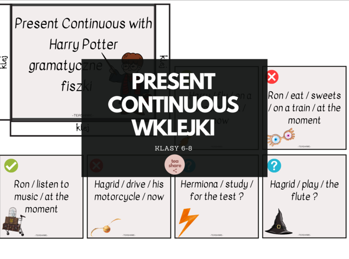 PRESENT CONTINUOUS - wklejki dla klas 6-8