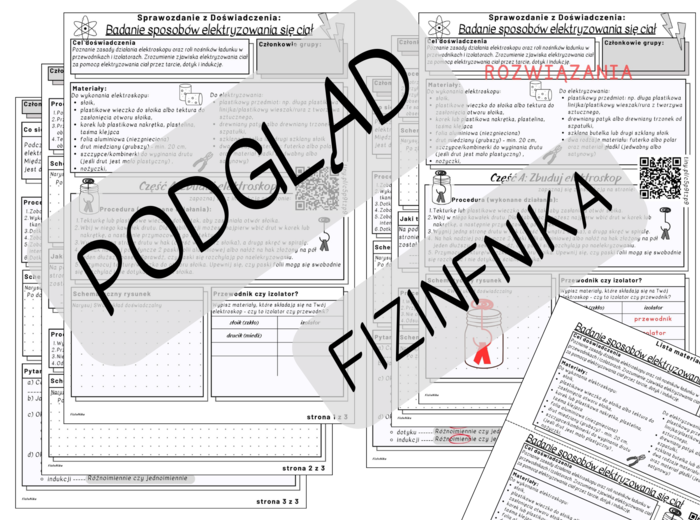 Sprawozdanie z doświadczenia – badanie sposobów elektryzowania ciał - budowa elektroskopu - elektrostatyka