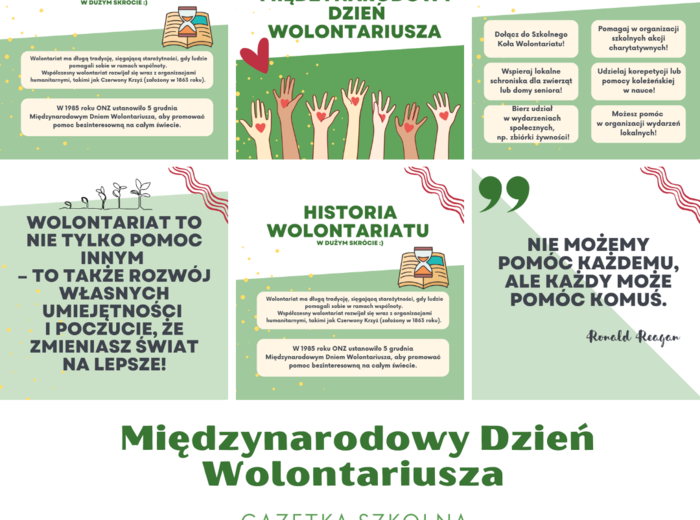 Międzynarodowy Dzień Wolontariusza - gazetka szkolna