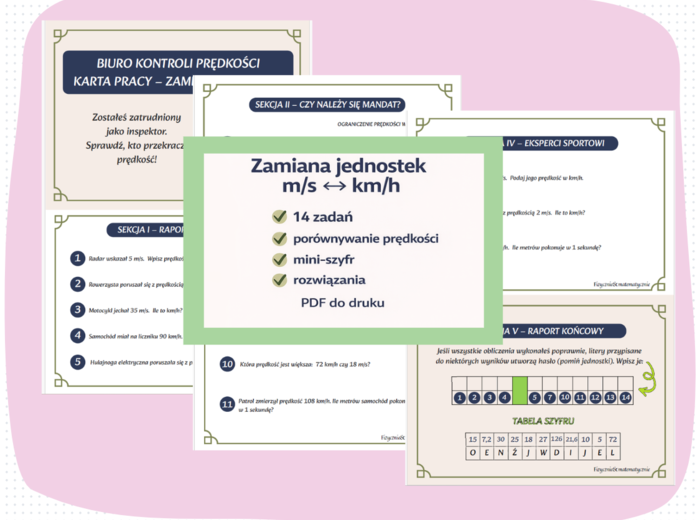 Biuro Kontroli Prędkości - karta pracy|Zamiana jednostek prękości