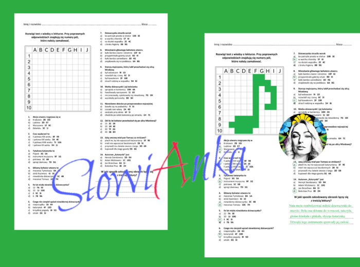 „Katarynka” - kartkówka kodowanka (z rozwiązaniem)