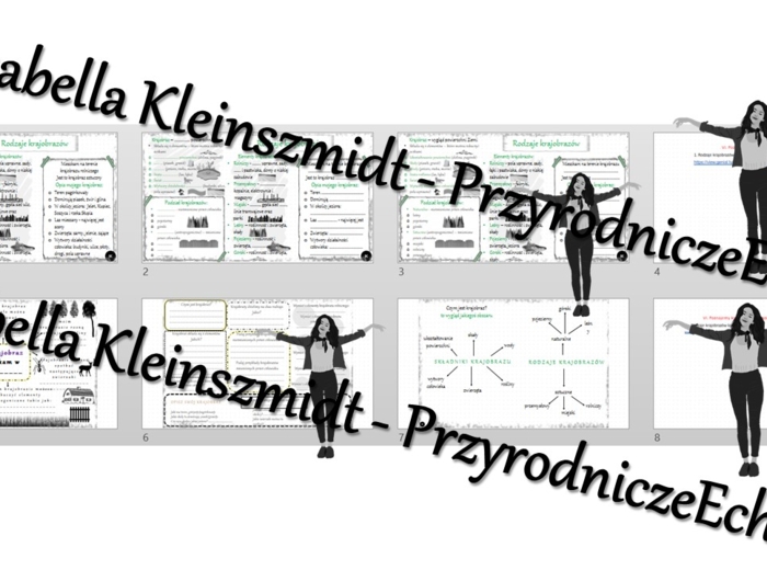 Kompletny zestaw na jedną lekcję „Rodzaje krajobrazów” – sketchnotka + karty pracy w power point + gratisowy link do prezentacji multimedialnej niekomercyjnej + gratisowy link do lekcji multimedialnej niekomercyjnej również wykonanej w genial.ly do indyw