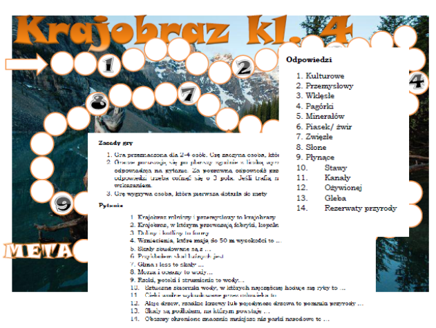 Gra planszowa dla klasy 4- Krajobraz najbliższej okolicy
