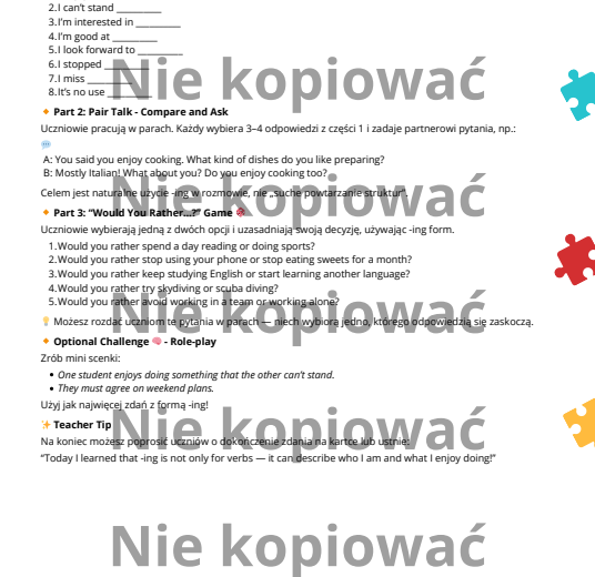 🧾Karta pracy Mastering -ING Forms – Complete Lesson (B1)