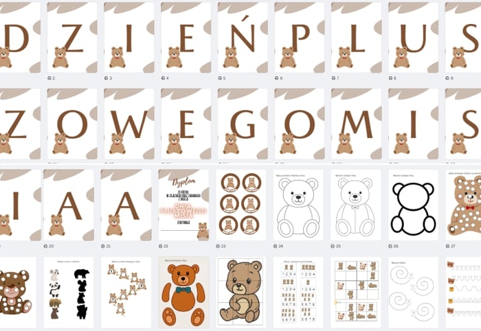 Dzień Pluszowego Misia - girlanda, dyplom, zadania