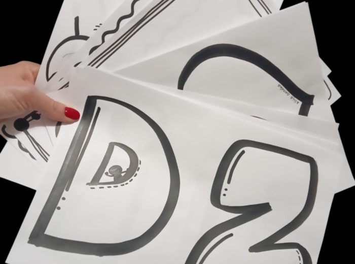 Gotowy zestaw dekoracyjny na Dzień Babci i Dziadka — czarno-biały PDF do druku