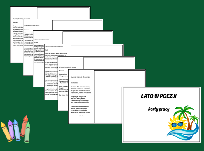 LATO – WIERSZE – karty pracy – karta pracy – biblioteka – świetlica