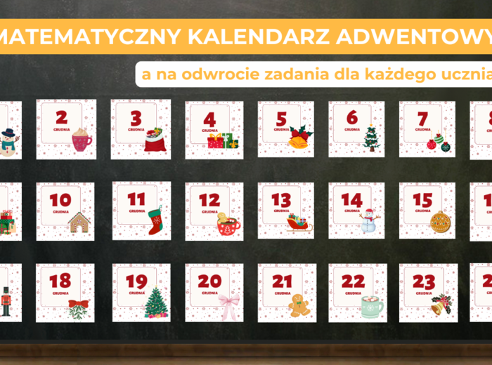🎄📚 Matematyczny Kalendarz Adwentowy dla klas 4-6 ✨🎁