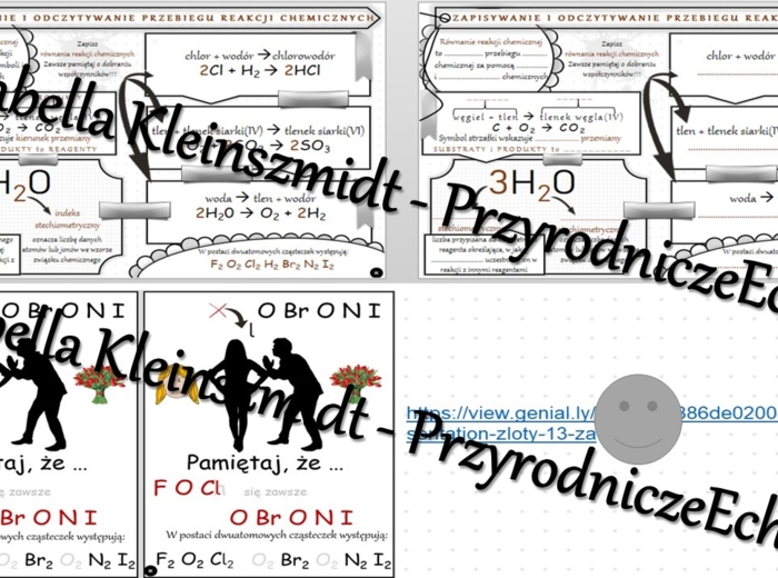 Minizestaw na temat „Zapisywanie i odczytywanie przebiegu reakcji chemicznych” – sketchnotka + karta pracy w power point + gratisowy link do prezentacji multimedialnej niekomercyjnej wykonanej w genial.ly do indywidualnego pobrania i użycia do celów niek