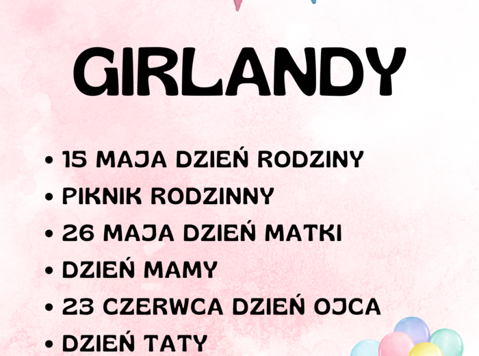 RODZINA - GIRLANDY -3 wersje graficzne, ekonomiczne w druku, świetna dekoracja /170 stron/