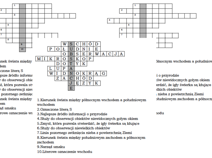 Logogryf dla klasy 4 na wprowadzenie do lekcji przyrody o substancjach