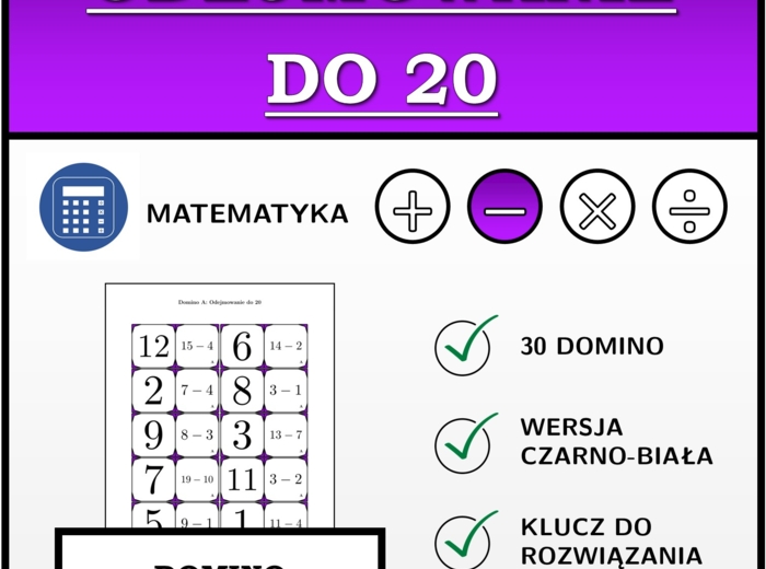 Domino - Odejmowanie do 20 | matematyka