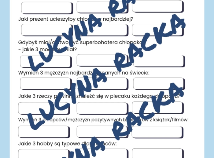 Dzień Chłopaka - karta pracy