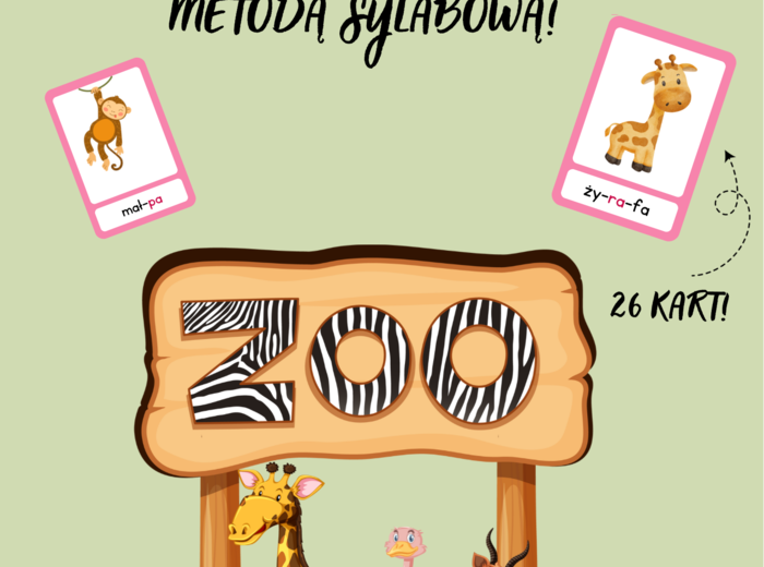 Karty do nauki czytania sylabowego- ZOO