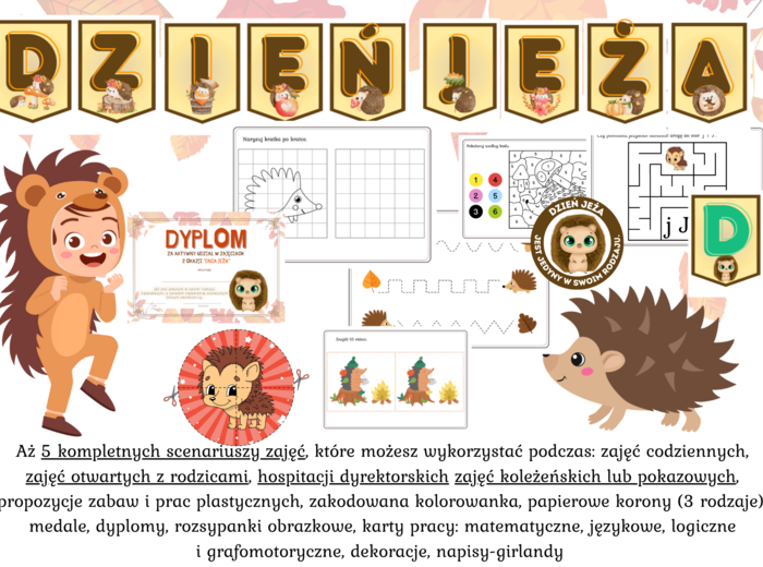 10.11 - Dzień Jeża - Scenariusz zajęć, karty pracy