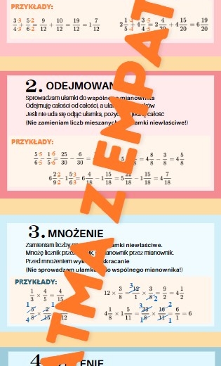 Ułamki zwykłe - infografika