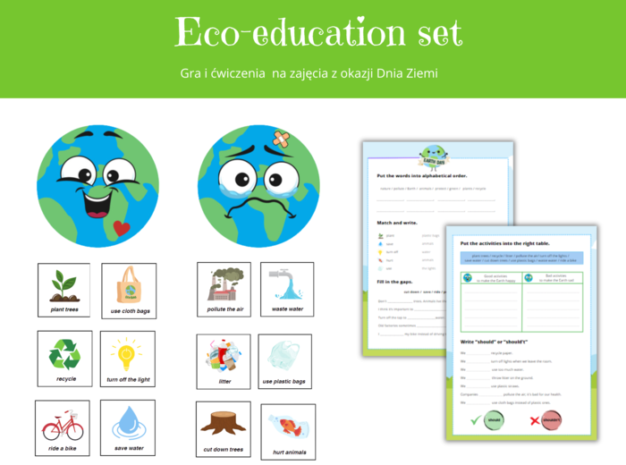 Eco-education: Gra i ćwiczenia z okazji Dnia Ziemi na zajęcia z języka angielskiego, Earth Day