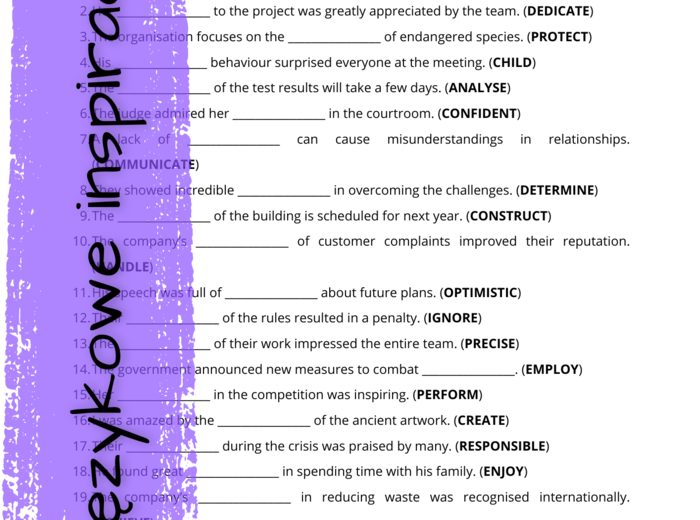 Word Formation A2+/B1 oraz B2
