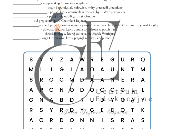 Polonistyczne wykreślanki- klasa 7/8